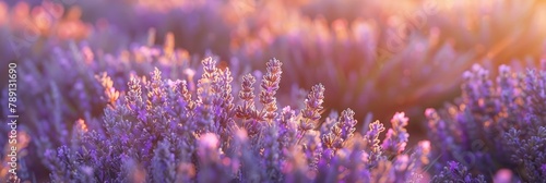 Vibrant Sunlight Dancing on a Dense Cluster of Provencal Lavender