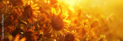 Vibrant Sunlight Glow A Dense Cluster of Sunflowers in Full Bloom