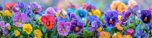 Vibrant Multicolored Pansy Flowers in Full Bloom