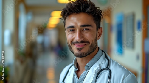 En el corazón de la clínica, la sonrisa tranquilizadora de un médico ofrece un faro de esperanza, encarnando el arte gentil de la medicina.