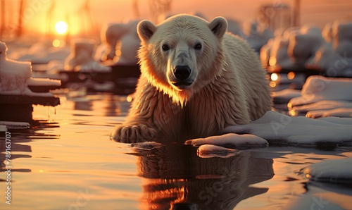 Polar Bear Standing in Water