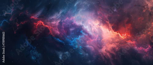 Enigmatic purple and pink cosmic clouds in space