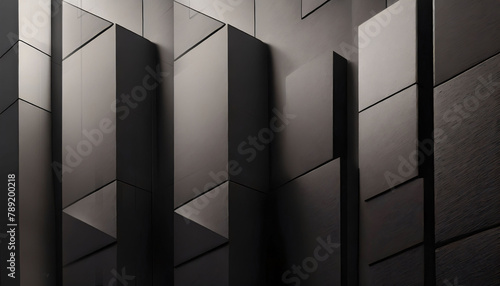 Gray black blocks background minimal light Corporate noir clean wall embellished 3d surface for construction UI UX design or 4k 8k Big curved monitor desktop wallpaper