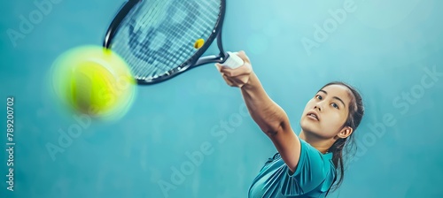 Confident female tennis player empowering professional sports concept with strength and skill