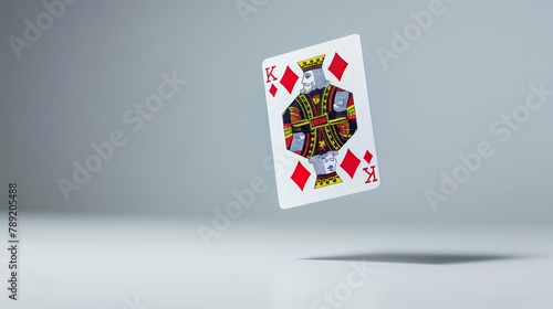 Single King flying playing card for poker and gambling on white background