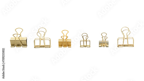 Minimal golden paperclips set transparent png