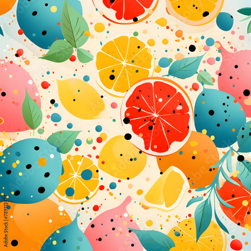 Seamless pattern with lemons and oranges. Vector illustration.