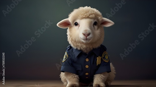 Sheep in Police uniform, cute and cool Eid ul Adha.generative.ai