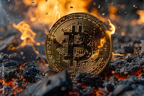 Bitcoin Engulfed in Flames. Generative AI