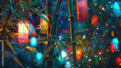 Wishful Dreams Under Tanabata Stars. Generative AI.