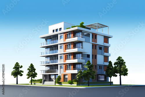 Modern Apartment Building Design Concept in Urban Area