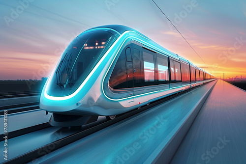 A digital image of a sleek modern electric train