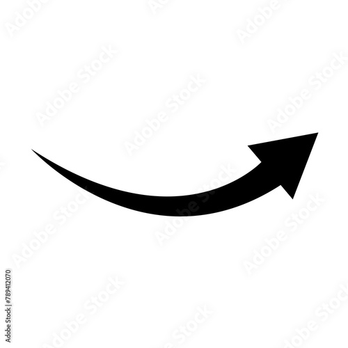 Rigth arrow. Right black arrow. Right curved arrow. Right direction. Black arrow. UI Icon. black arrow on white background