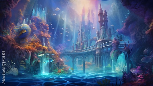 Underwater world. Underwater world. Fantasy underwater world. 3d illustration
