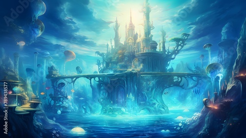 Fantasy underwater world. 3d illustration. 3d rendering.