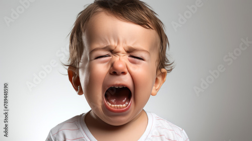 generated illustration cute little baby boy child crying and screaming