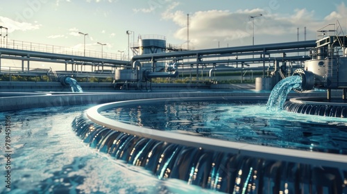 Machines are working hard to treat wastewater to keep the environment clean, releasing it into the sea.