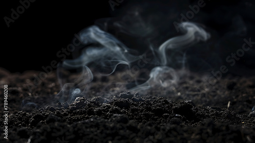 Smoke black background dark soil light toxic smell