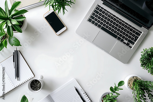 Bureau à Domicile blanc, Minimaliste et Lumineux, Vue du Dessus