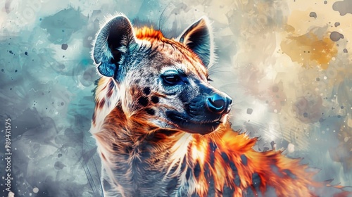 Close up image of a hyena with a blurry background. Suitable for wildlife concepts