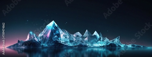 Abstract digital iceberg with effect glow and shine in polygonal futuristic style, Infographics of UX design level, Visible surface vector for presentation template