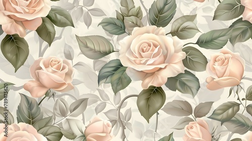 Victorian Rose Pastel Palette: A Seamless Pattern for Classic Decor