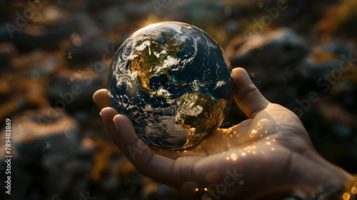 The world in hand, earth in palm of a hand