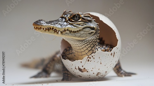 Cayman Crocodile Hatchlings Inaugural Studio Portrait A Newborns Emergence in exquisite detail Generative ai