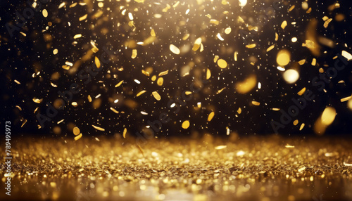 Rain Space Beam Text Golden Stage Empty Text Light Confetti ?oncept gold of celebration party shimmer glistering shower spectacle display sparkl