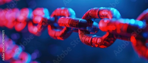An image of a chain link with burning red numbers written on each link and a digitally blurred blue background