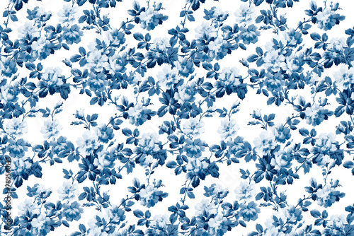 Png blue wild rose floral pattern transparent background