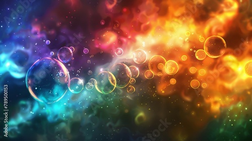 Transport yourself to a realm of surreal beauty with an abstract PC wallpaper featuring translucent bubbles gliding through a symphony of vibrant and contrasting colors 