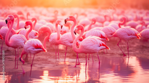 Africa. Kenya. Flamingo. Flock of flamingos. The nature of Kenya. Birds of Africa. Beautiful landscape, picture, phone screensaver, copy space, advertising, travel agency, tourism, solitude with