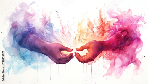 Two hands merging together with a glowing effect, symbolizing the concept of fusion in technology or relationships