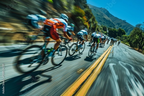 Dynamic Downhill Bicycle Race with Blurred Motion