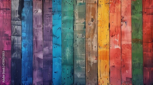 old rustic abstract painted wooden wall table floor texture - wood background panorama banner long, rainbow painting colors