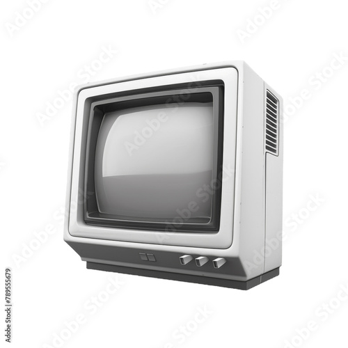 Old retro tv monitor or desktop pc screen idolated with no background