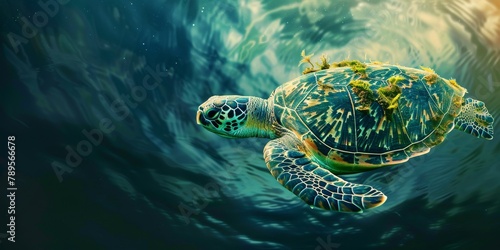 Swimming Turtle in Ocean