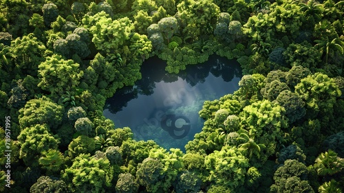 A sinkhole in the middle of a jungle photographed from above