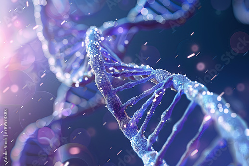 Structure of DNA showing the double helix of genetic information