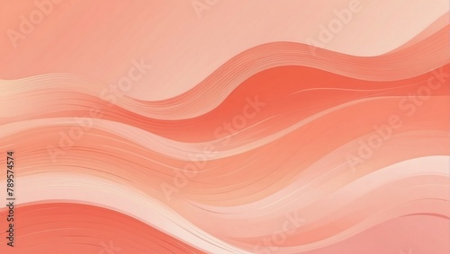 Coral peach apricot abstract background. Color gradient Geometric shape Wave wavy curved line Rough grunge grain.