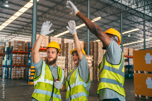 industrial occupation team person working in storage warehouse, business male portrait in logistic storehouse factory for a job of goods box shipping, stock delivery distribution industry to global