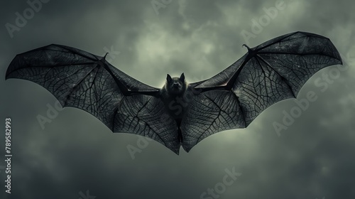 Bat Wings: A photo of bat wings against a dark, ominous sky
