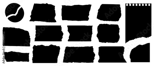Jagged Rectangles. Torn Paper Silhouettes. Squares with Ripped Paper Effect. Collection of Torn Paper Various Shapes Isolated on White Background. Vector Elements with Rough Edges. Paper Tears.