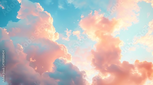 A beautiful sky with pink and blue clouds.
