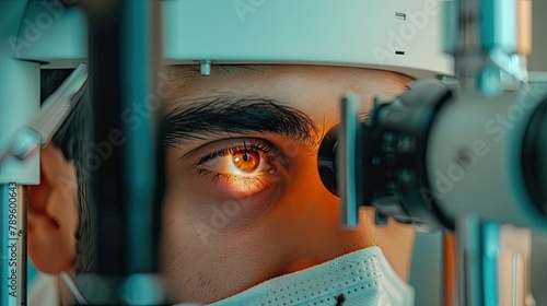 Person in a myopia operation in the ophthalmological clinic.