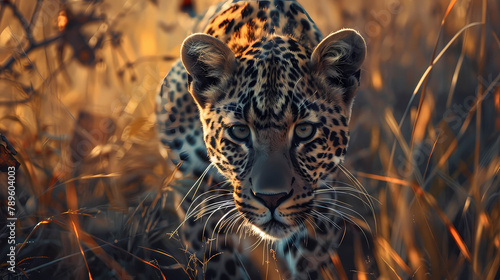 Majestic Leopard Gazing in the Golden Evening Light