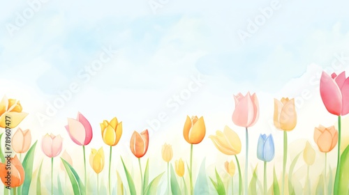 Tulip, Colorful tulips in a spring garden, cheerful pastel backdrop