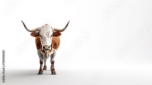 Longhorn cattle on white background