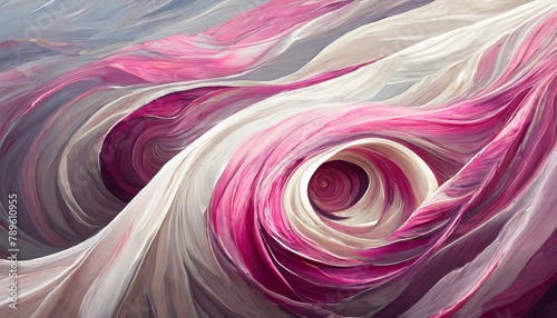 Abstract pink and white acrylic surface. Oil painting texture, vortex on canvas. Hand painted.